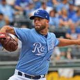 Aug 6, 2017; Kansas City, MO, USA; Kansas City Royals pitcher Danny Duffy (41) delivers a pitch against the Seattle Mariners during the first inning at Kauffman Stadium. Mandatory Credit: Peter G. Aiken-USA TODAY Sports